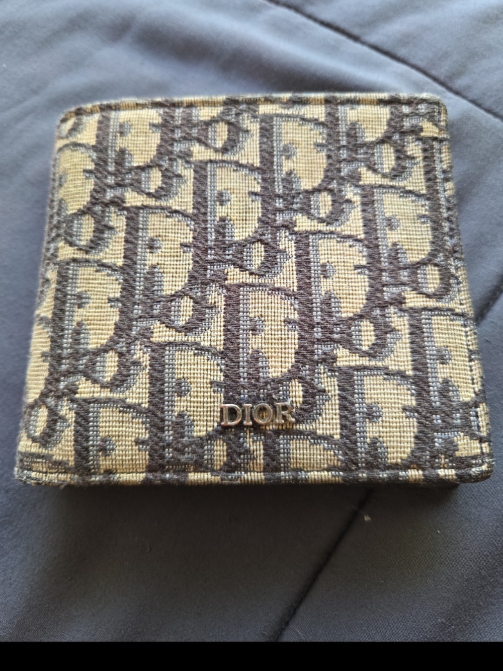Dior Monogram Money Clip Wallet in Beige and Brown